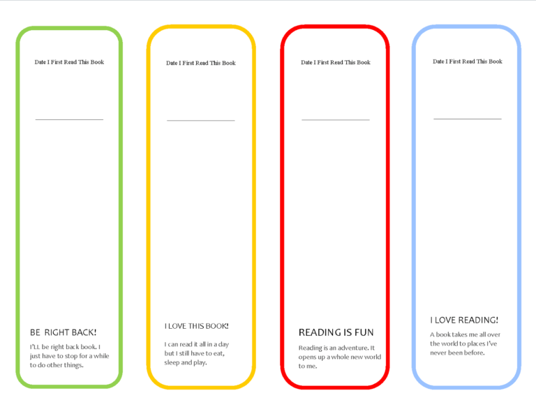 Printable Bookmarks | Printable Bookmarks | Bookmark inside Free Blank ...