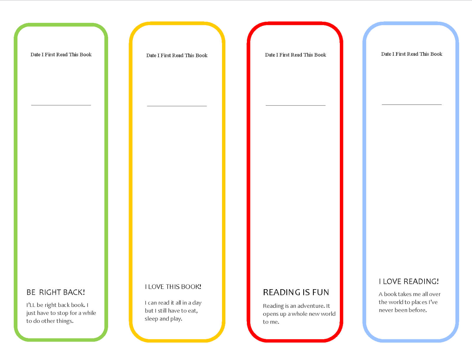 Printable Bookmarks | Printable Bookmarks | Bookmark Inside Free Blank Bookmark Templates To Print