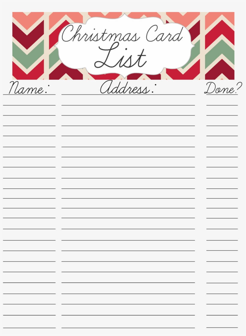 Printable Christmas Card Address List With Template Pertaining To Christmas Card List Template