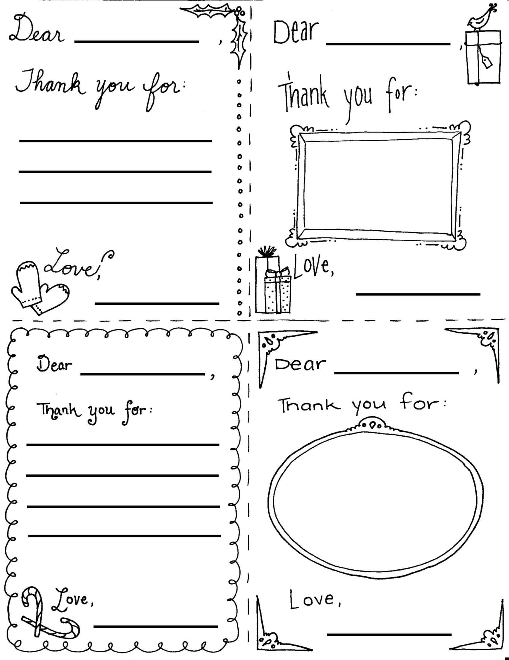 Printable Christmas "thank You" Cards For Children Pertaining To Christmas Note Card Templates