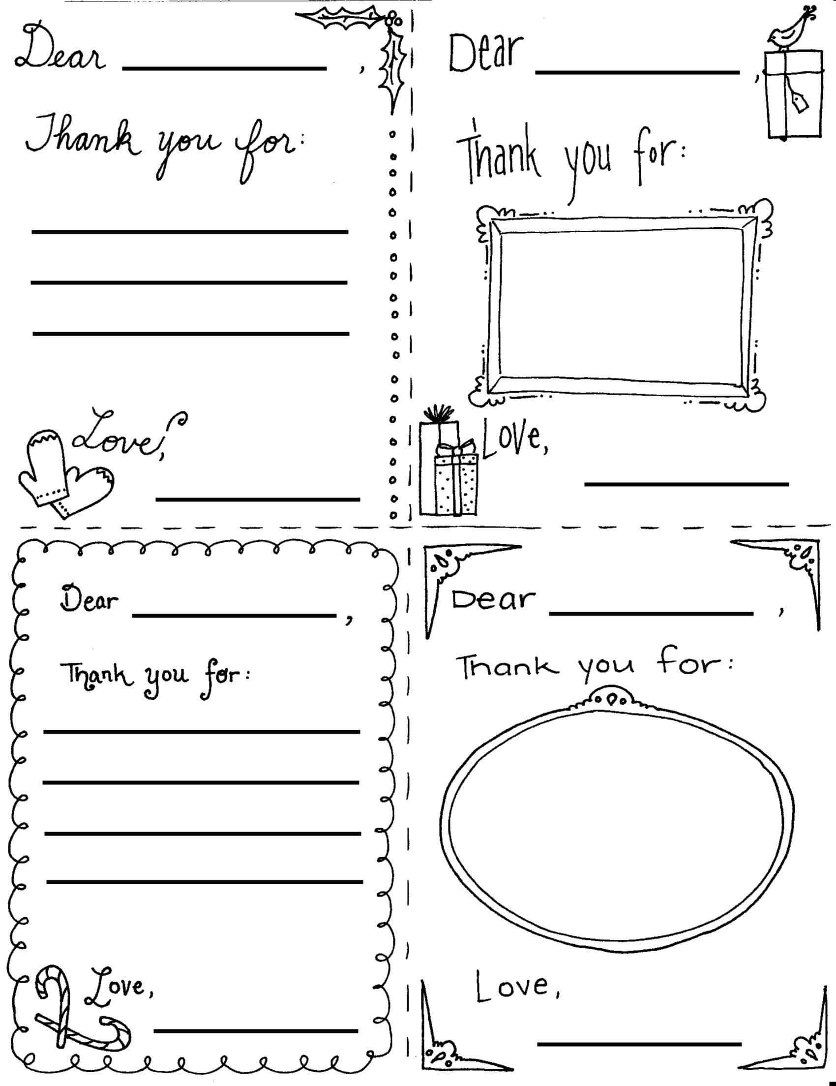 Printable Christmas "thank You" Cards For Children Pertaining To Christmas Note Card Templates