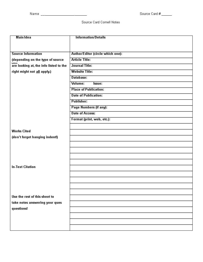 Printable Cornell Note Taking Word | Templates At Regarding Note Taking Template Word