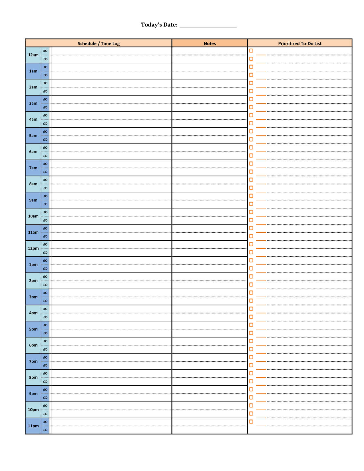 Printable Daily Hourly Schedule Template | Dorm | Hourly With Printable Blank Daily Schedule Template