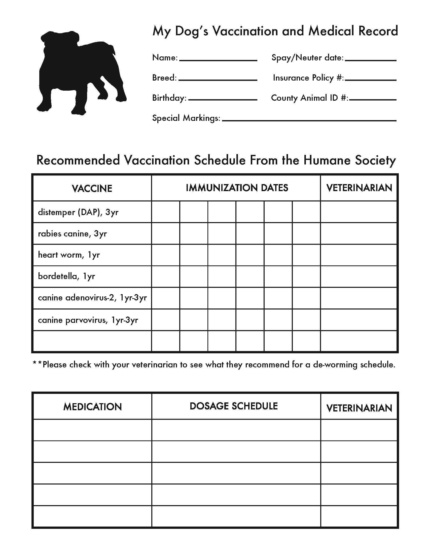 Printable Dog Shot Record Forms | Cute Pets | Dog Shots, Dog Throughout Dog Grooming Record Card Template