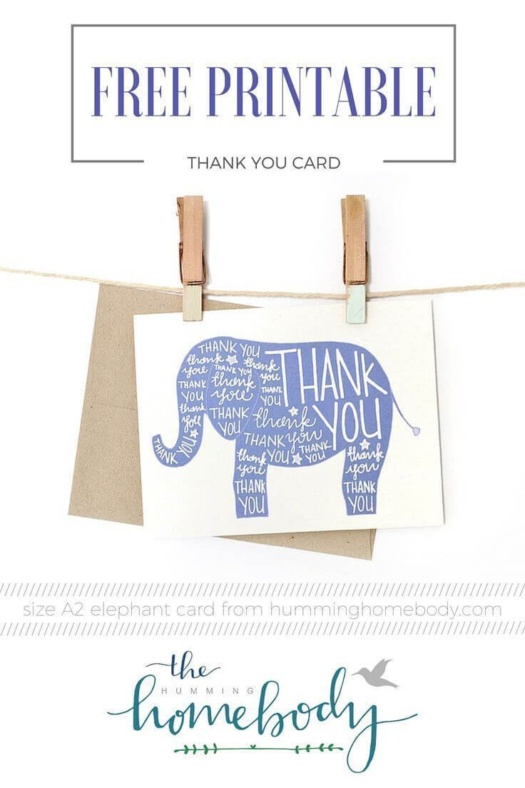Printable Elephant Thank You Card | Printables | The Best Throughout Template For Baby Shower Thank You Cards