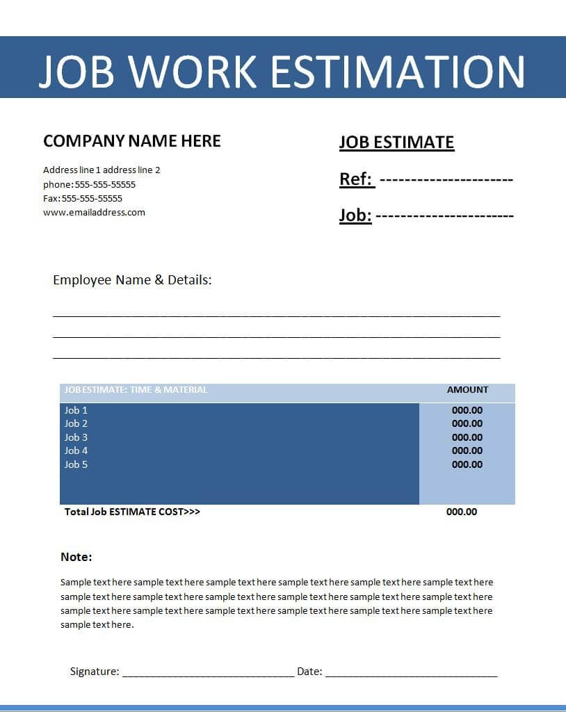 Printable Estimate Templates | Click On The Download Button For Button Template For Word
