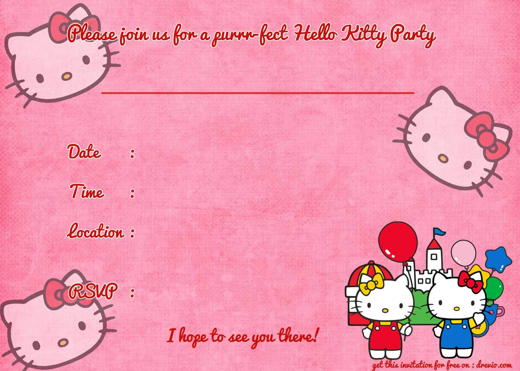 Printable Hello Kitty Birthday Invitation | Party | Hello Pertaining To Hello Kitty Birthday Card Template Free