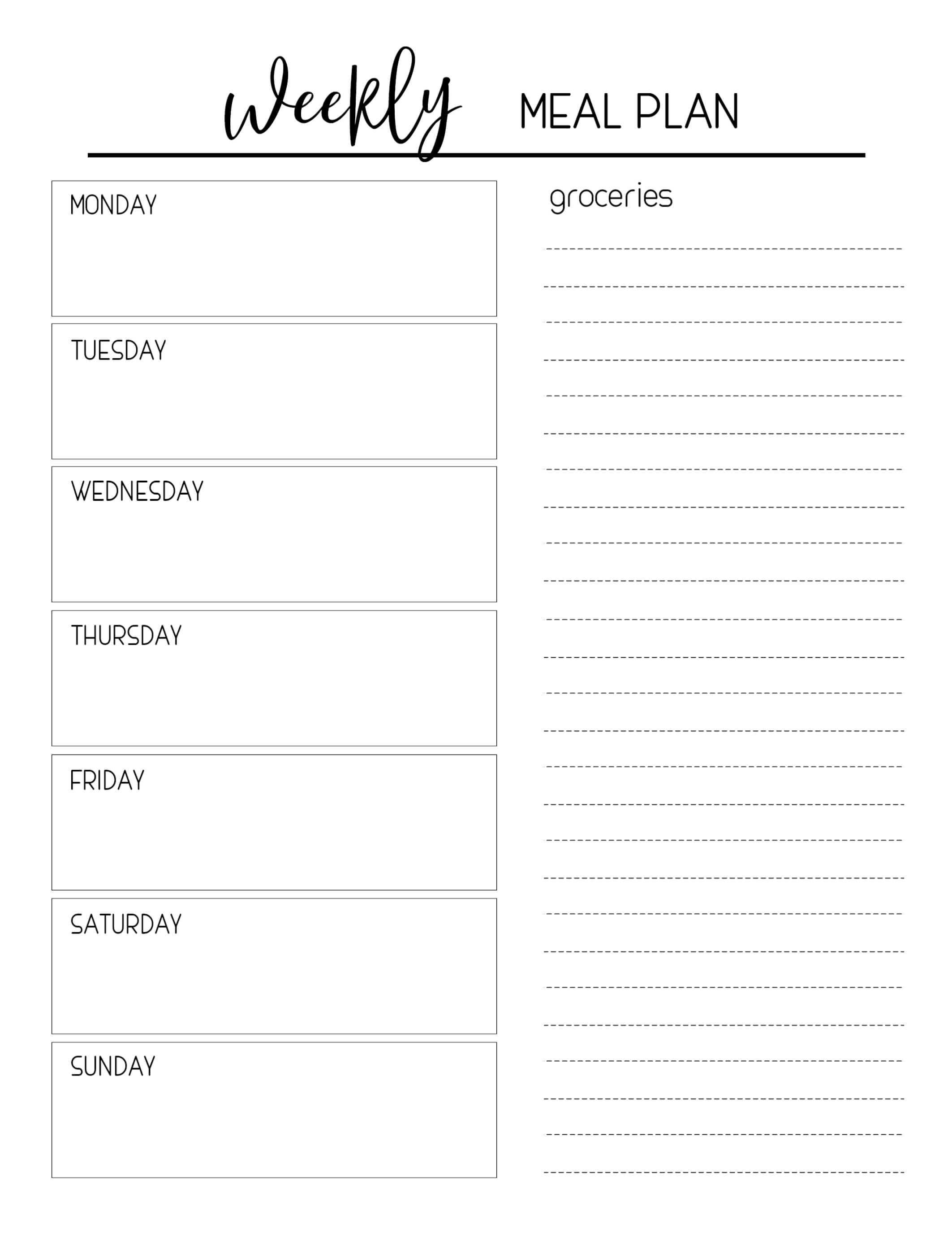 Printable Meal Planning Template – Paper Trail Design Throughout Blank Meal Plan Template