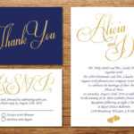 Printable Navy Blue And Gold Wedding Invitation/wedding With Wedding Card Size Template