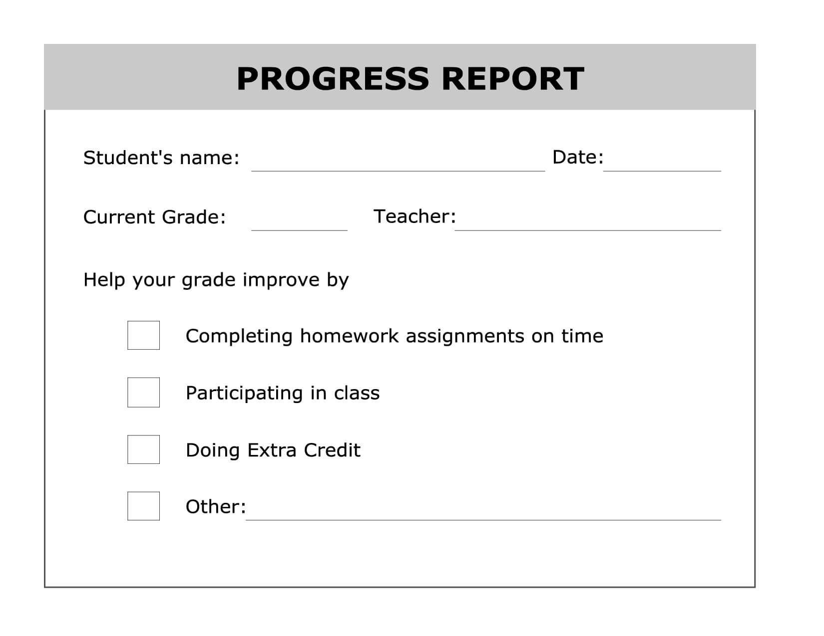 Printable Progress Report Template | Good Ideas | School inside Student Grade Report Template