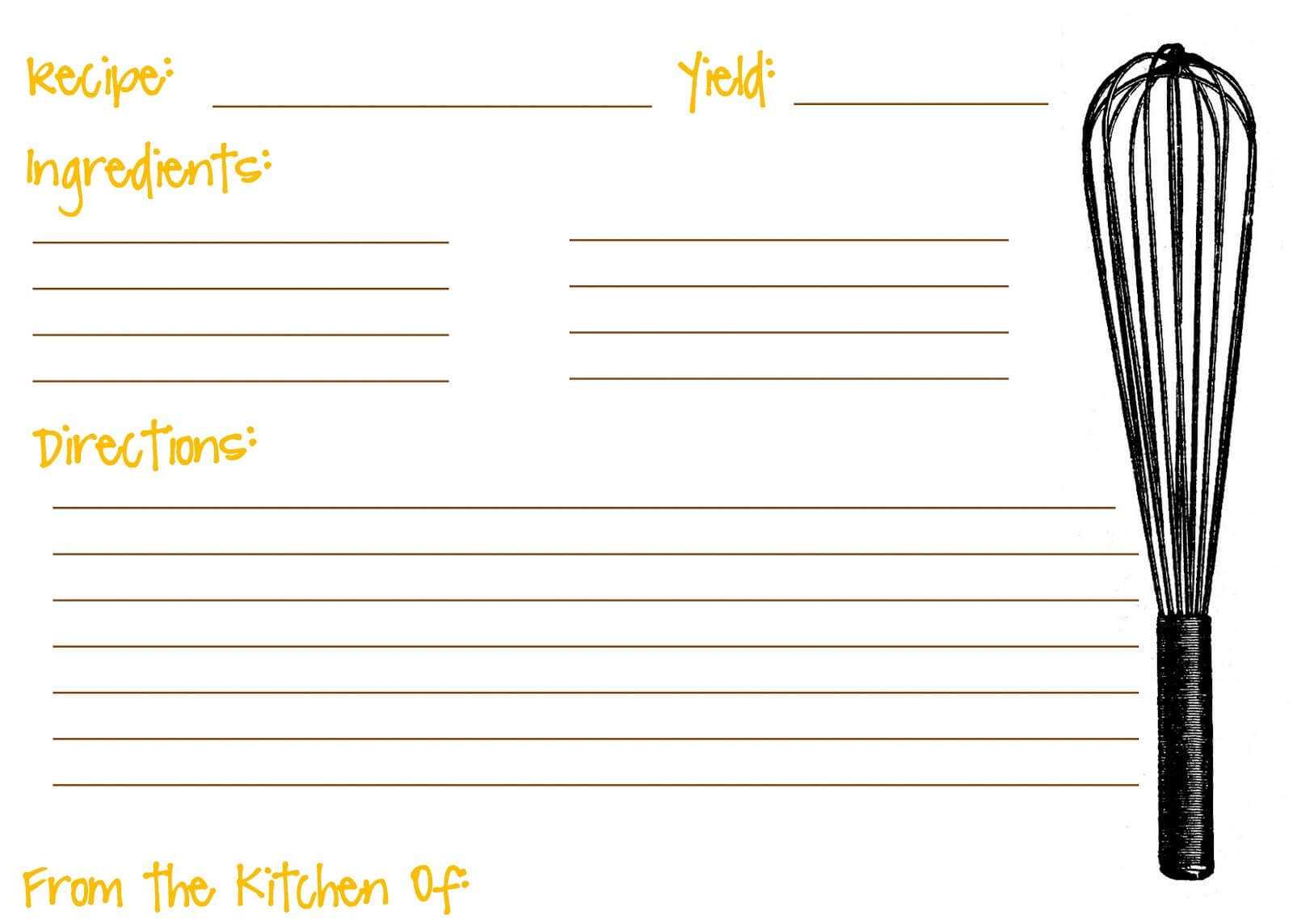 Printable Recipe Cards For Kids Recipe Template For Kids In Fillable Recipe Card Template