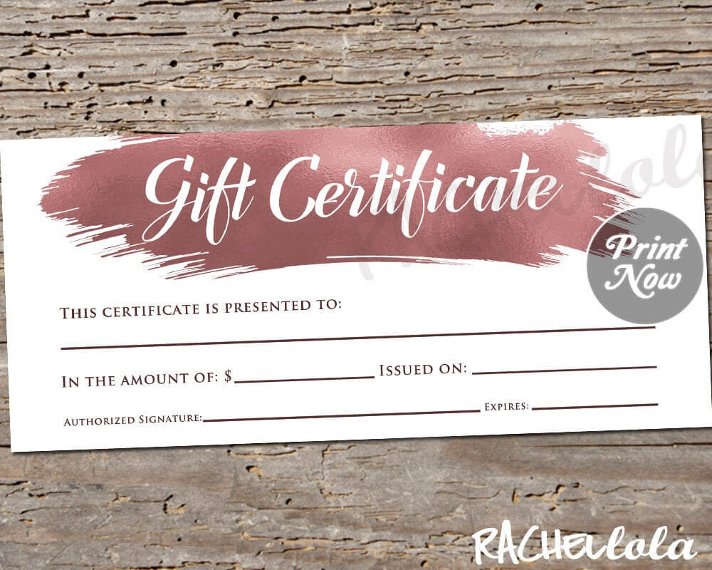 Printable Rose Gold Gift Certificate Template, Photography Voucher, Hair  Salon Gift Card, Bakery, Restaurant, Mary Kay, Instant Download Pertaining To Mary Kay Gift Certificate Template