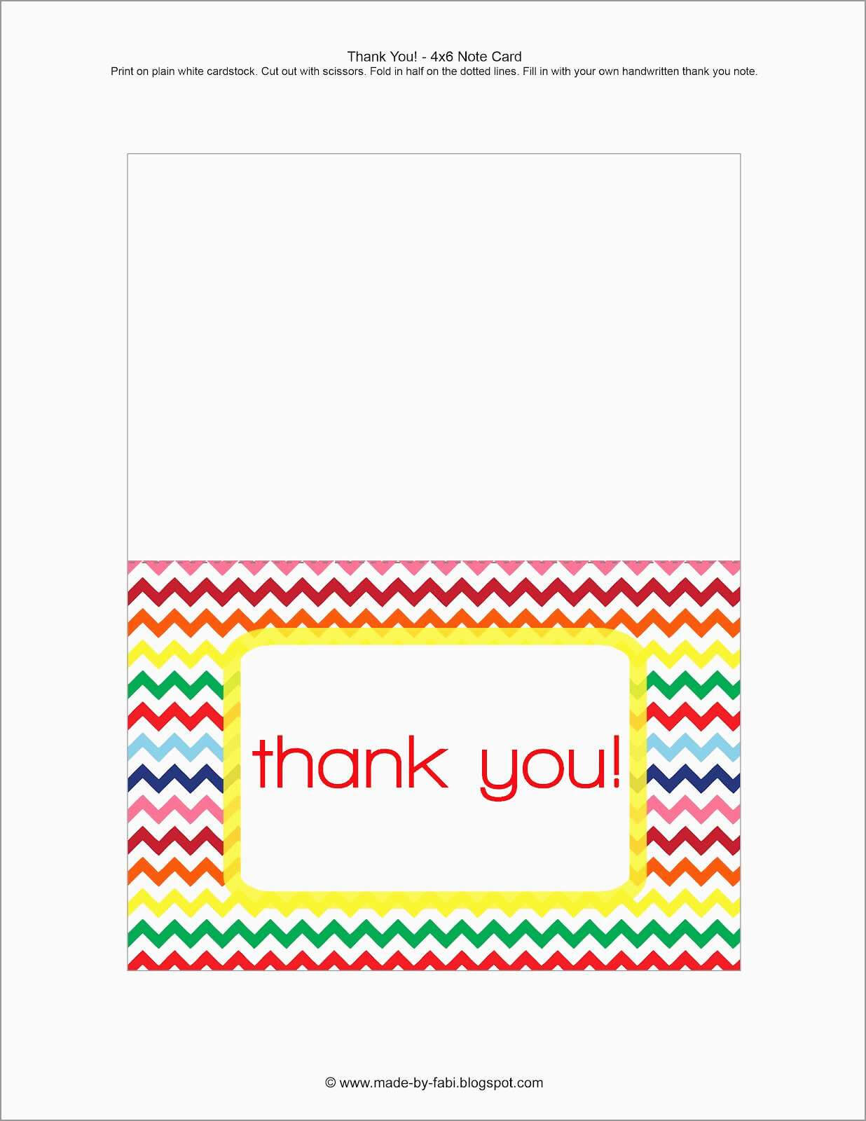Printable Thank You Card Template – Floss Papers For Free Printable Thank You Card Template