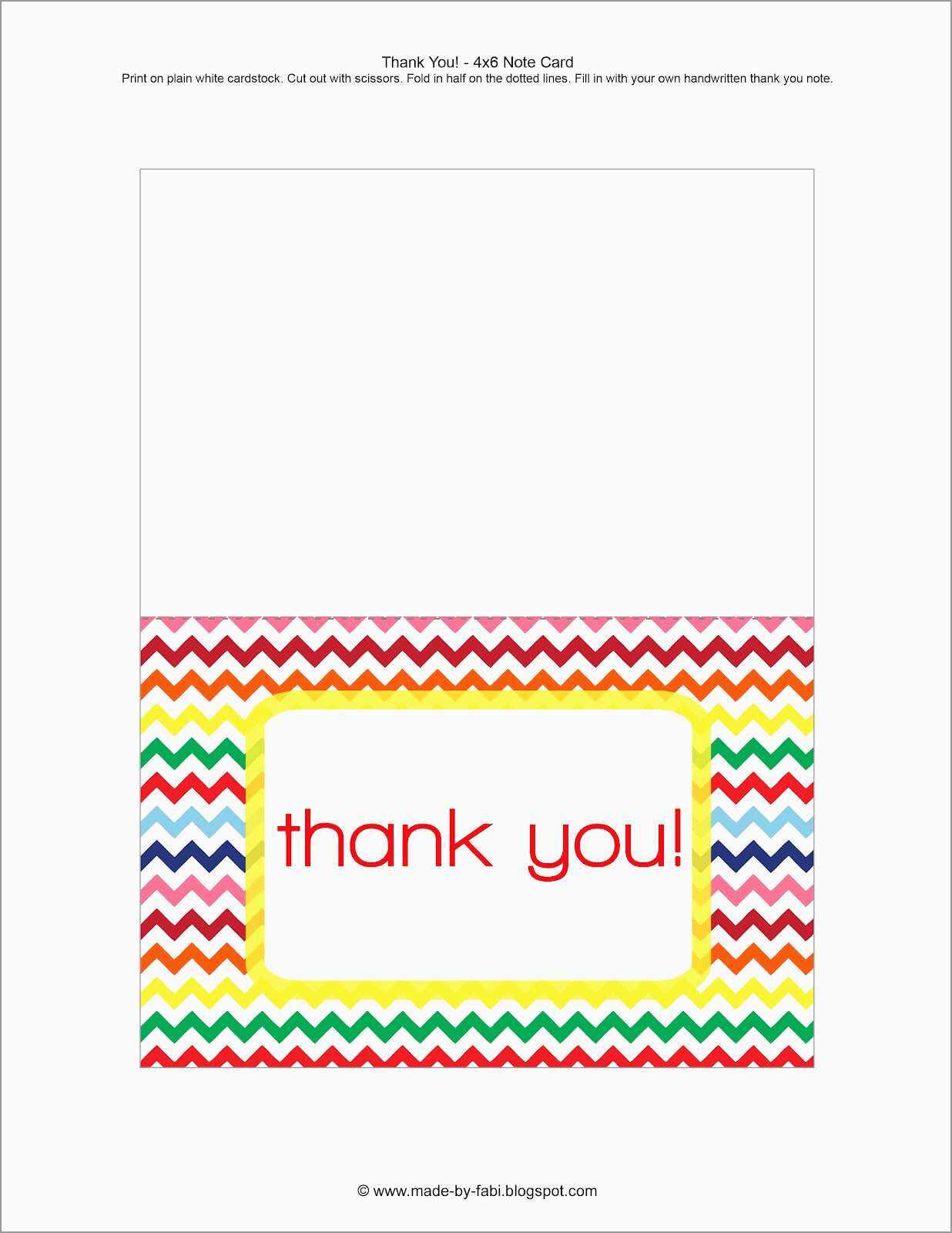 Printable Thank You Card Template – Floss Papers For Free Printable Thank You Card Template