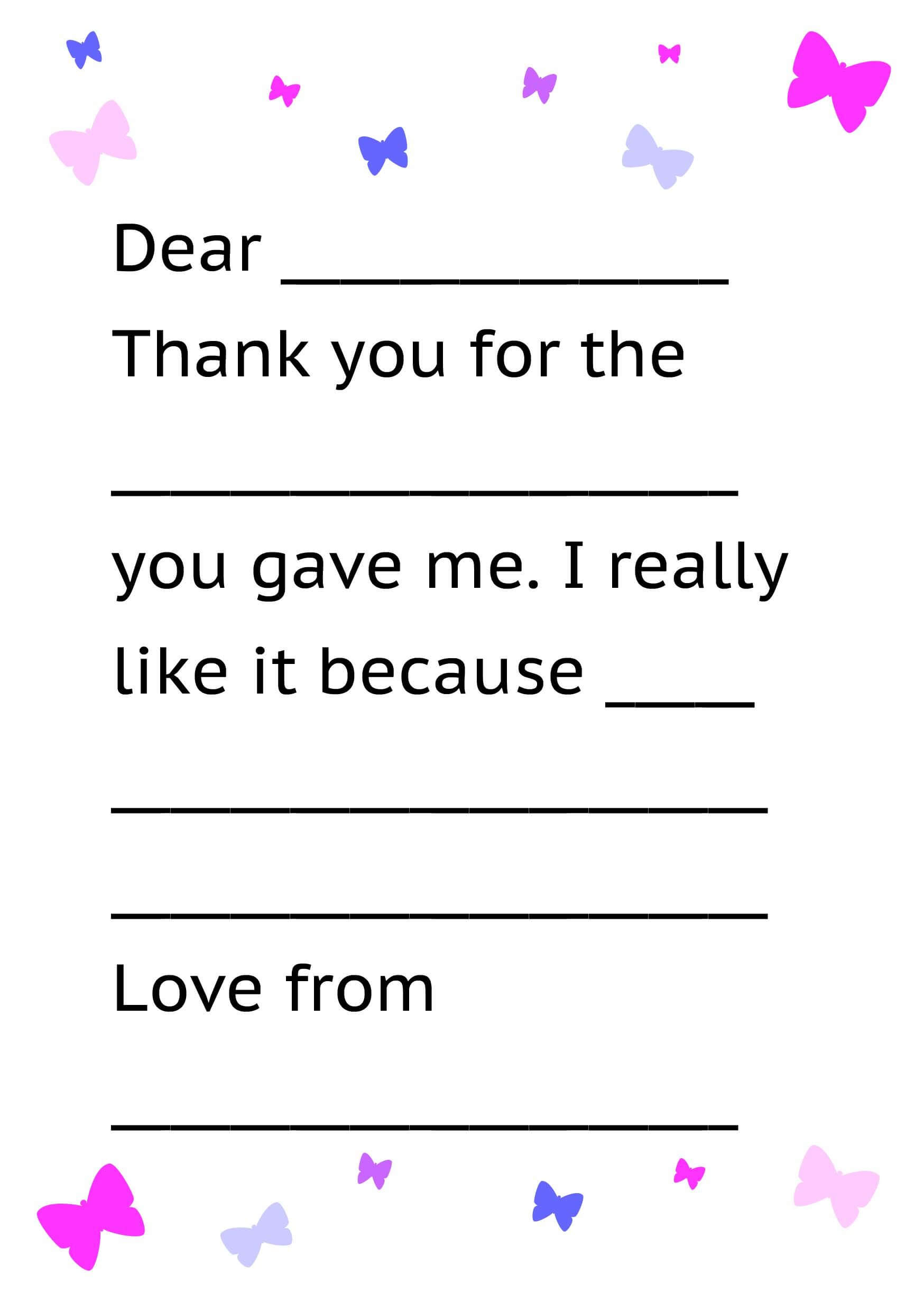 Printable Thank You Card Template For Kids | Kids Thank Yous Intended For Thank You Note Card Template
