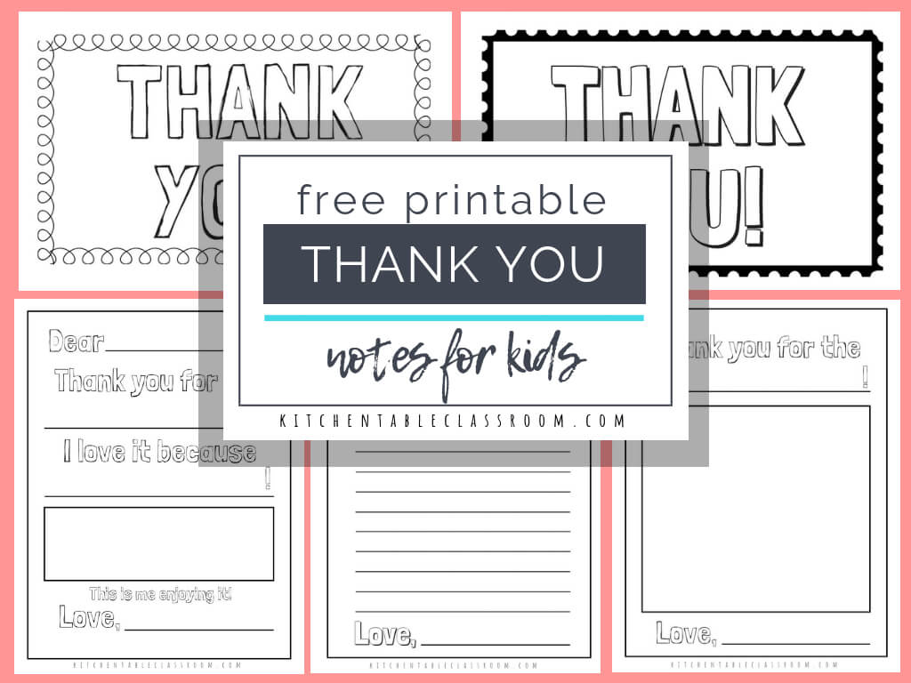 Printable Thank You Cards For Kids – The Kitchen Table Classroom Inside Free Printable Thank You Card Template