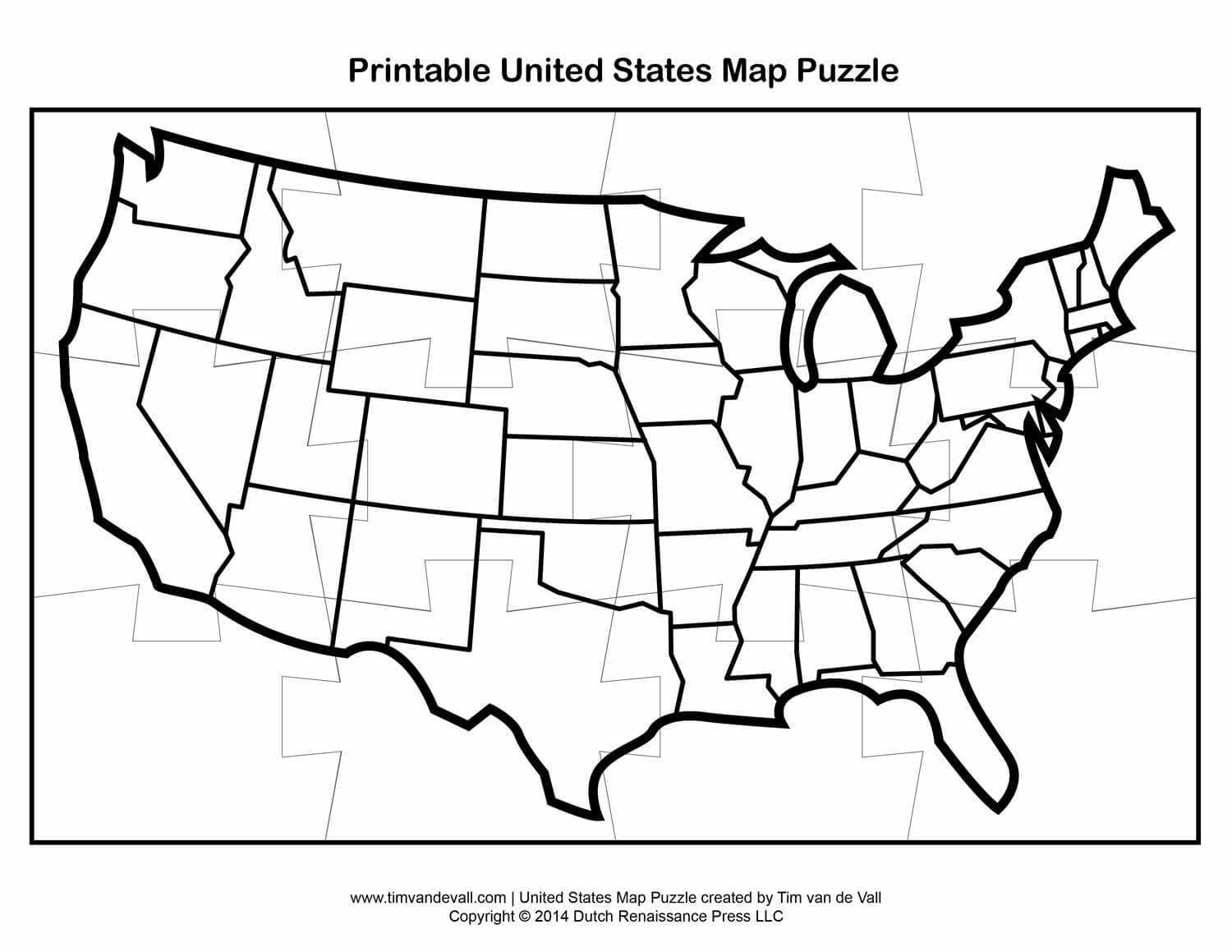 Printable United States Map Puzzle For Kids | Make Your Own Pertaining To Blank Template Of The United States