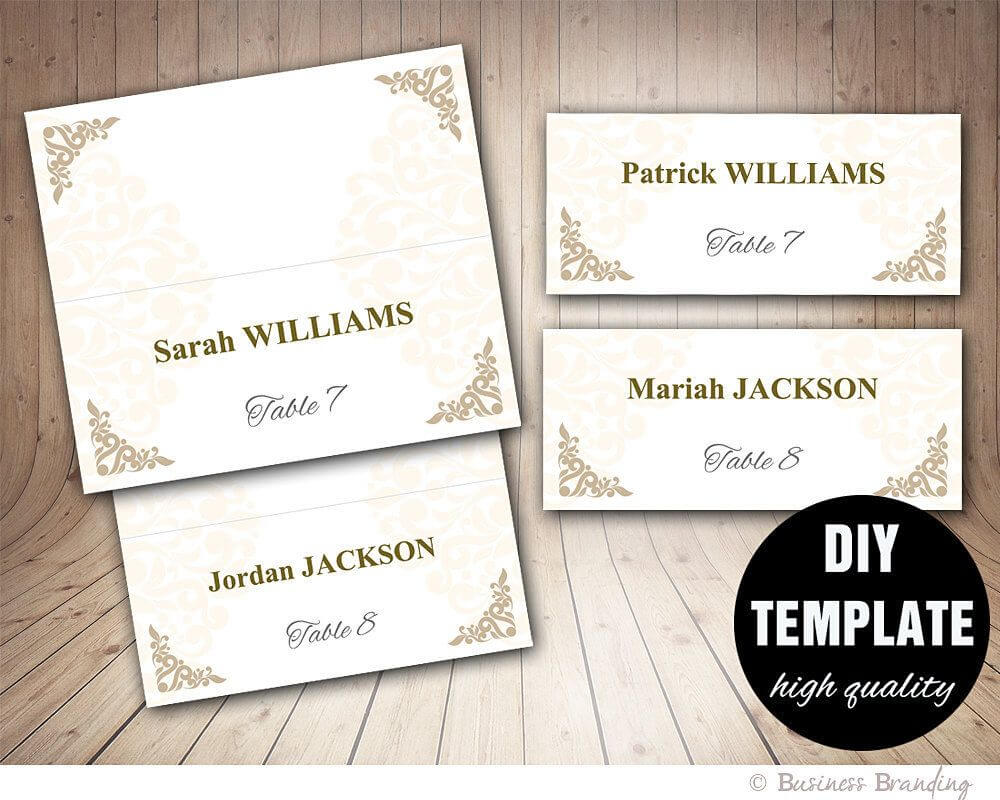 Printable Wedding Placecard Template 3.5X2 Foldover, Diy With Regard To Microsoft Word Place Card Template