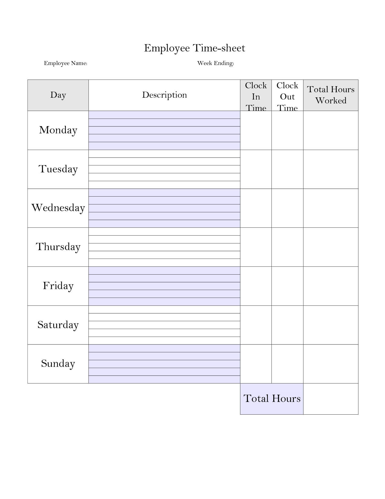 Printable Weekly Time Sheet | Printable Timecard | Teaching Within Weekly Time Card Template Free