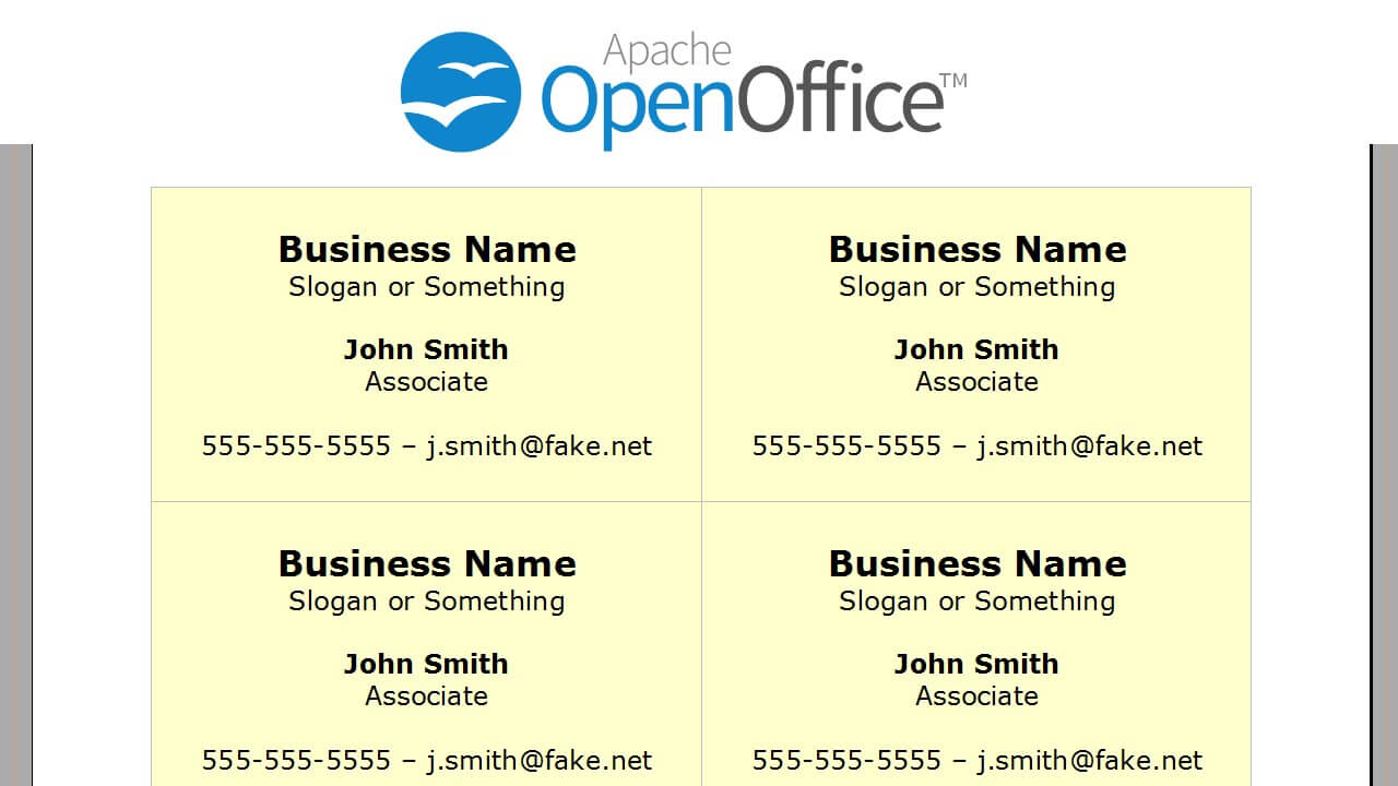 Printing Business Cards In Openoffice Writer Throughout Business Card Template Open Office