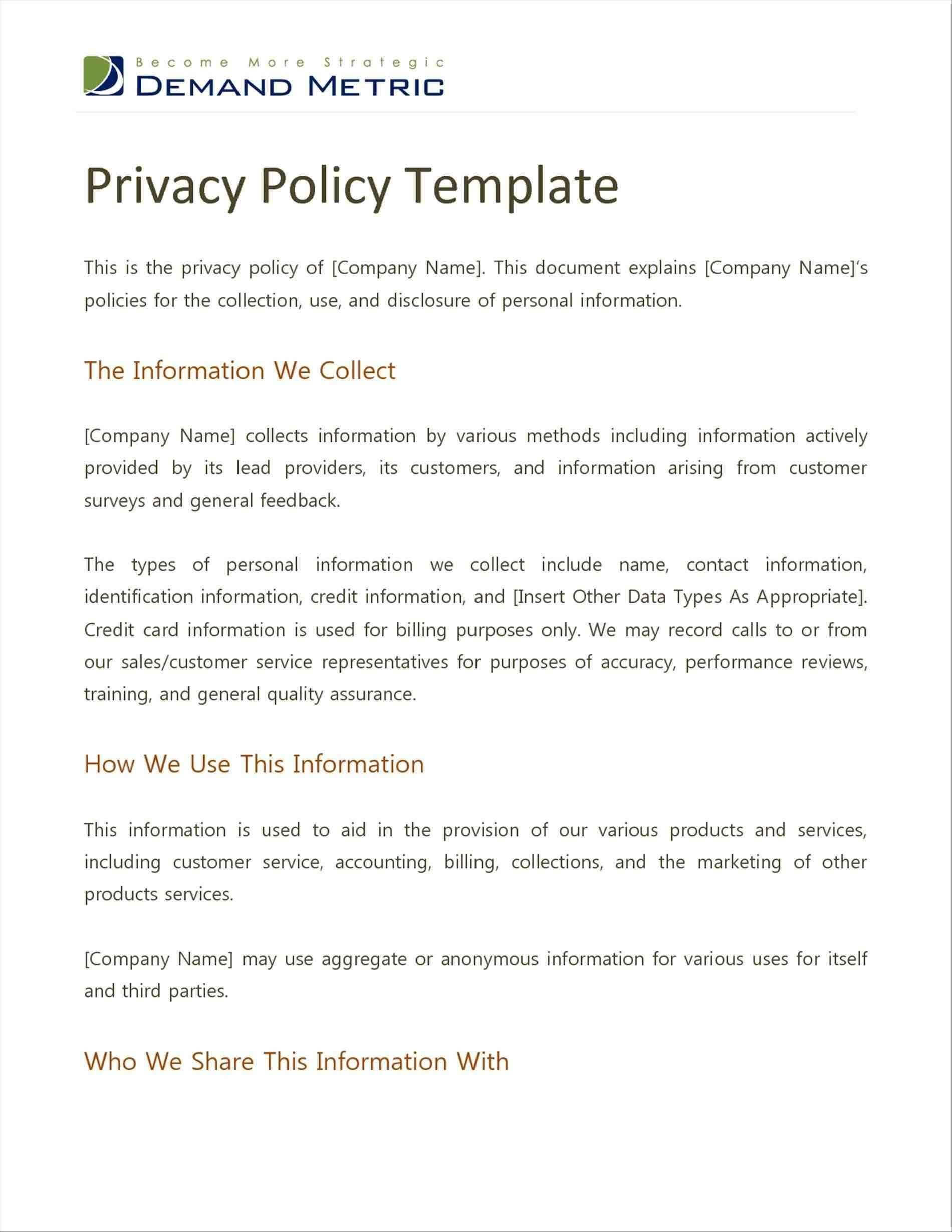 Privacy Policy Template For Small Business – Paudurapedyja Regarding Credit Card Privacy Policy Template