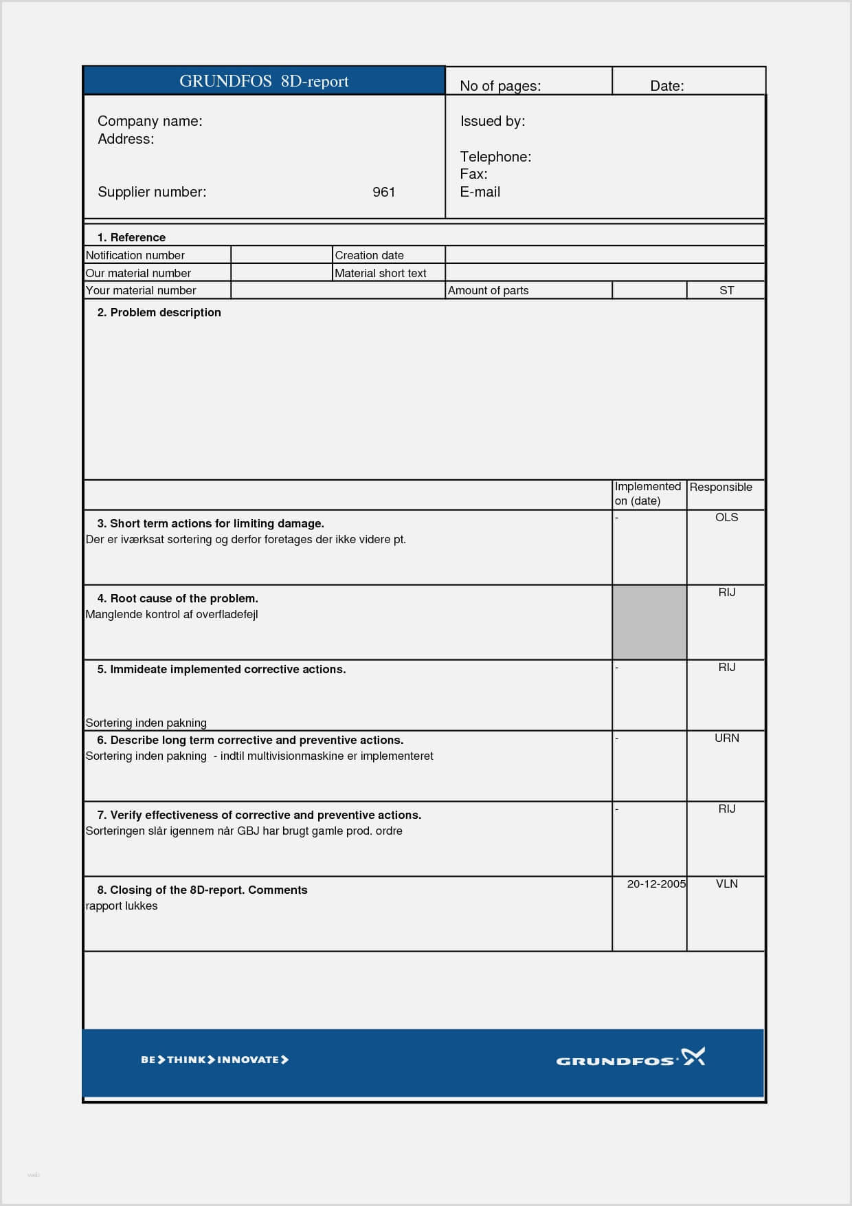 Problem Solving Plate Excel Save Report Bosch Download Free Inside 8D Report Template