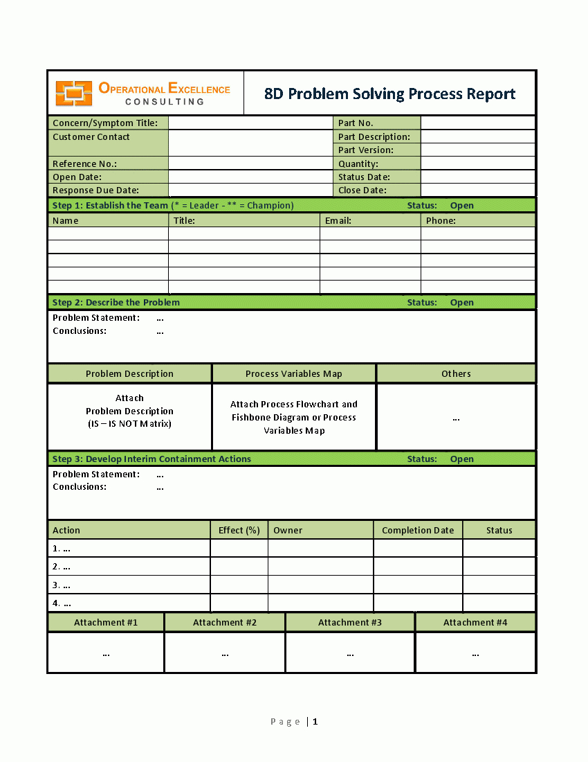 Problem Solving Process Report E Word Flevypro Document With 8D Report Template Xls