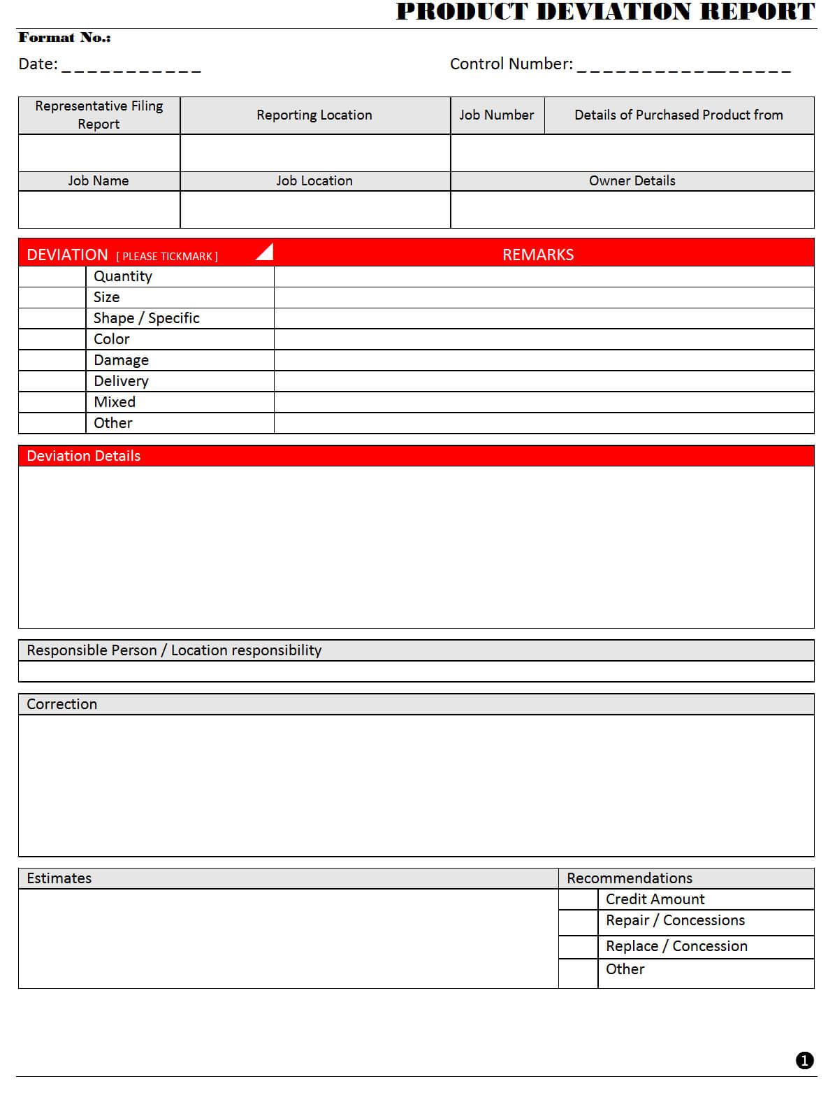 Product Deviation Report - throughout Deviation Report Template
