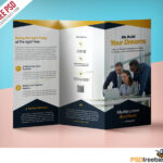 Professional Corporate Tri Fold Brochure Free Psd Template Within Free Tri Fold Business Brochure Templates
