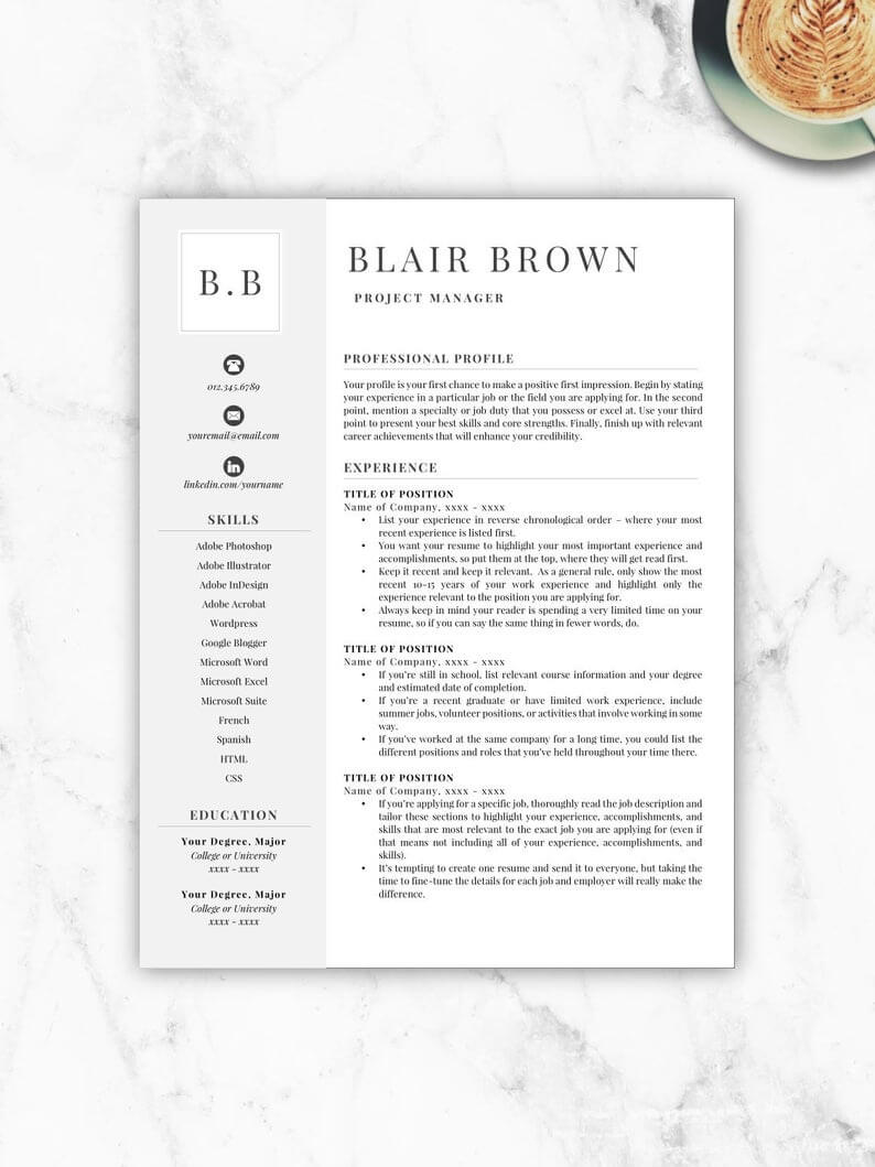 Professional Resume Template, Free Resume Template, Resume Template Instant  Download, Resumes, Cover Letter + References Included, Mac + Pc Throughout Free Resume Template Microsoft Word