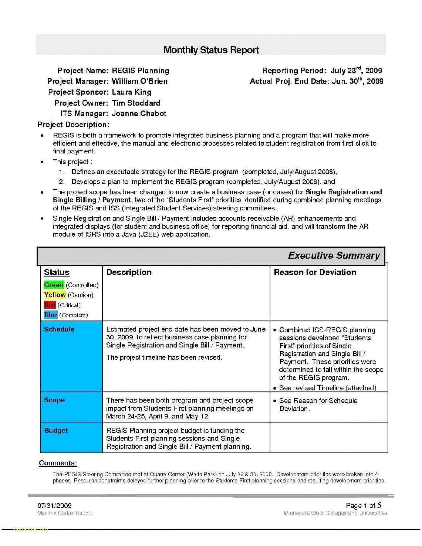 Program T Reporting Templates Schedule Template Status Regarding Monthly Program Report Template