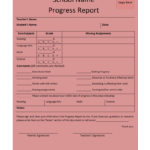 Progress Report Template In School Progress Report Template