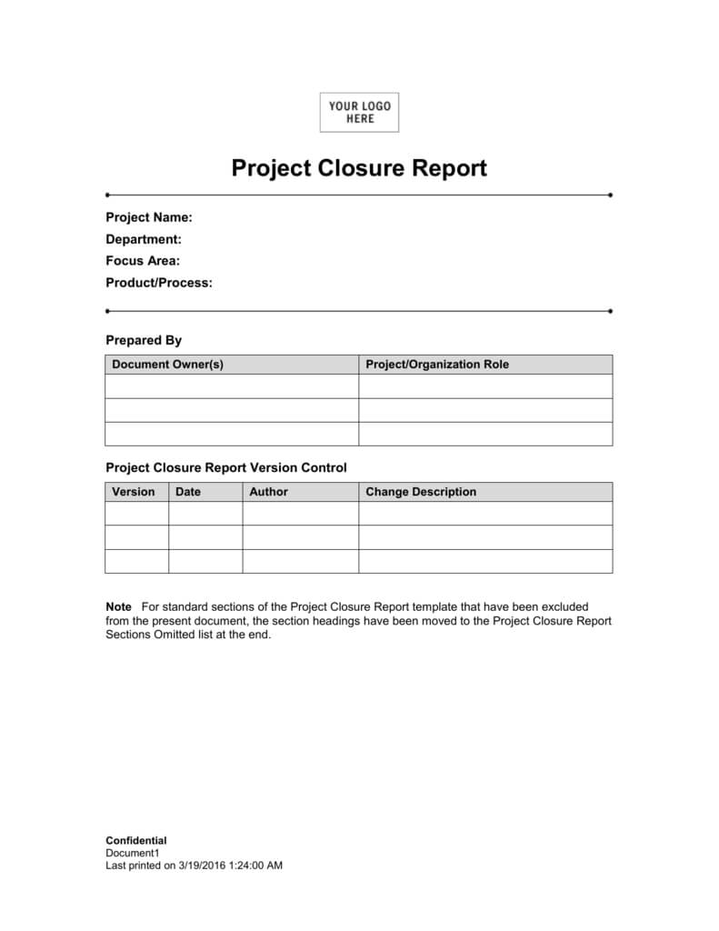Project Closure Report With Regard To Closure Report Template
