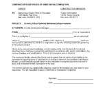 Project Completion Template Company Letter Format For New Inside Certificate Of Completion Template Construction