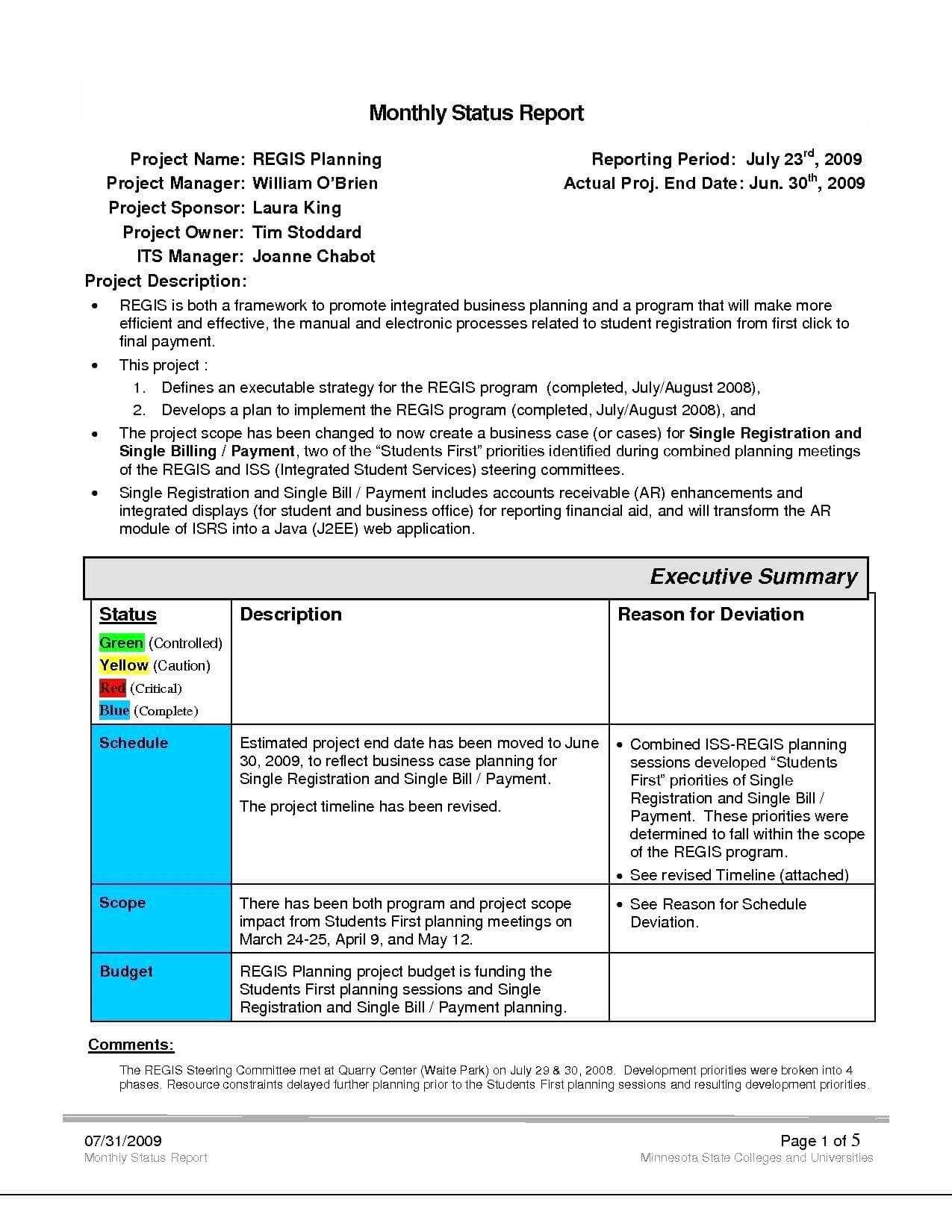 Project Ent Report Template Free Status Excel Example With Waste Management Report Template