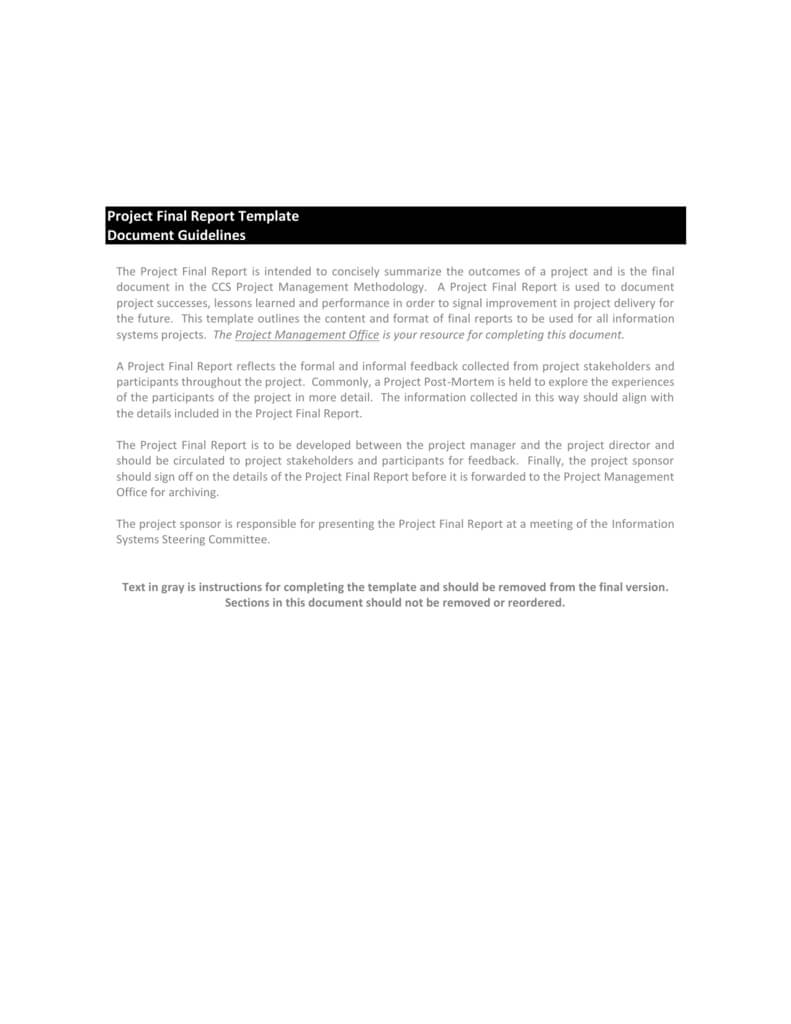 Project Final Report Template With Regard To Project Management Final Report Template