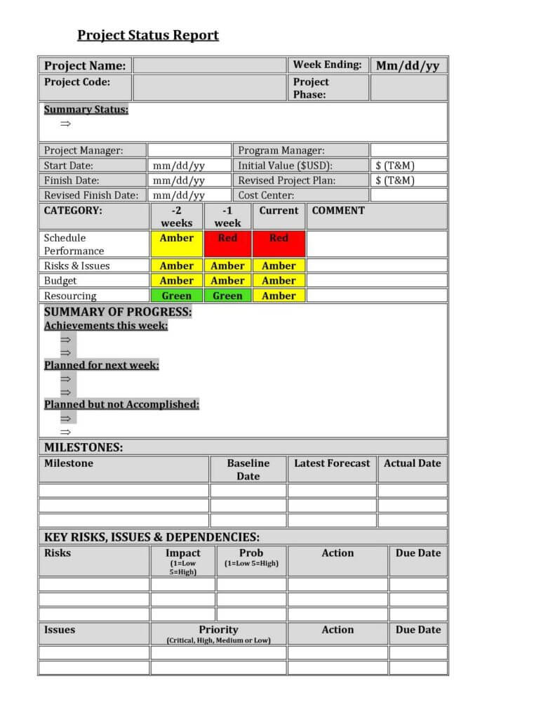 Project Management. Project Management Report Template Intended For Project Management Status Report Template