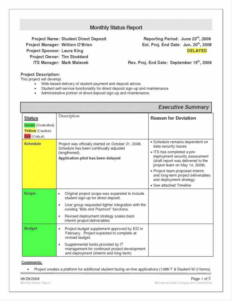 Project Nt Monthly Report Format Example Sample Doc Pdf | Smorad Throughout Software Development Status Report Template
