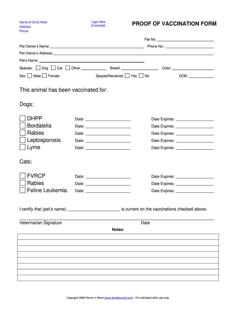 Proof Vaccination Dog - Fill Online, Printable, Fillable Pertaining To Dog Vaccination Certificate Template