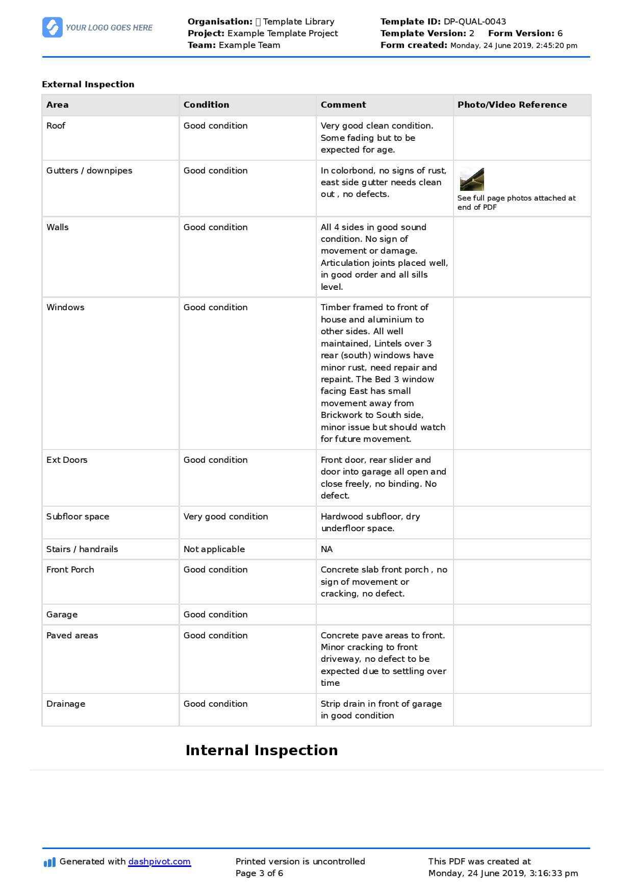 Property Inspection Report Template (Free And Customisable) Within Drainage Report Template