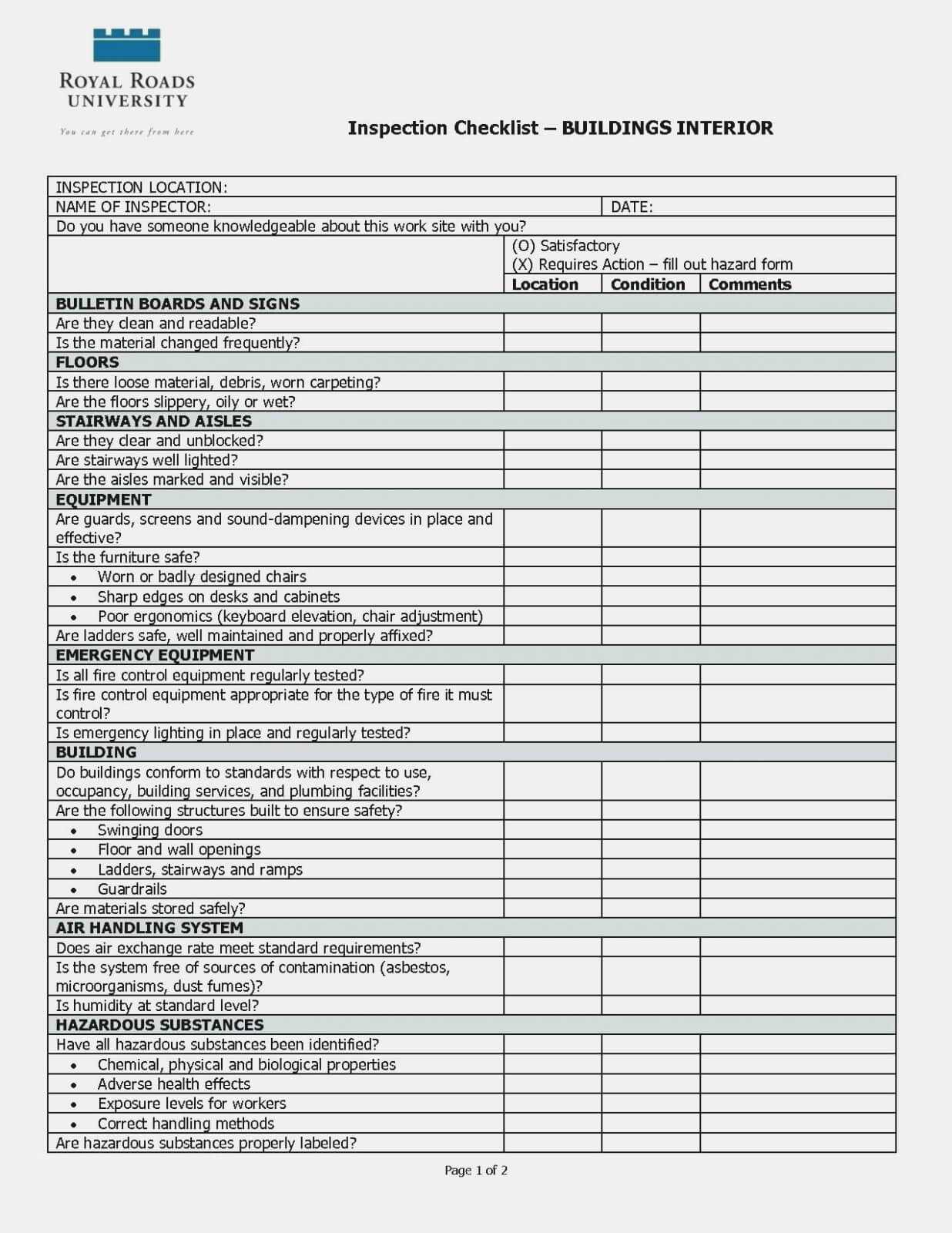 Property Management Inspection Report Template ...
