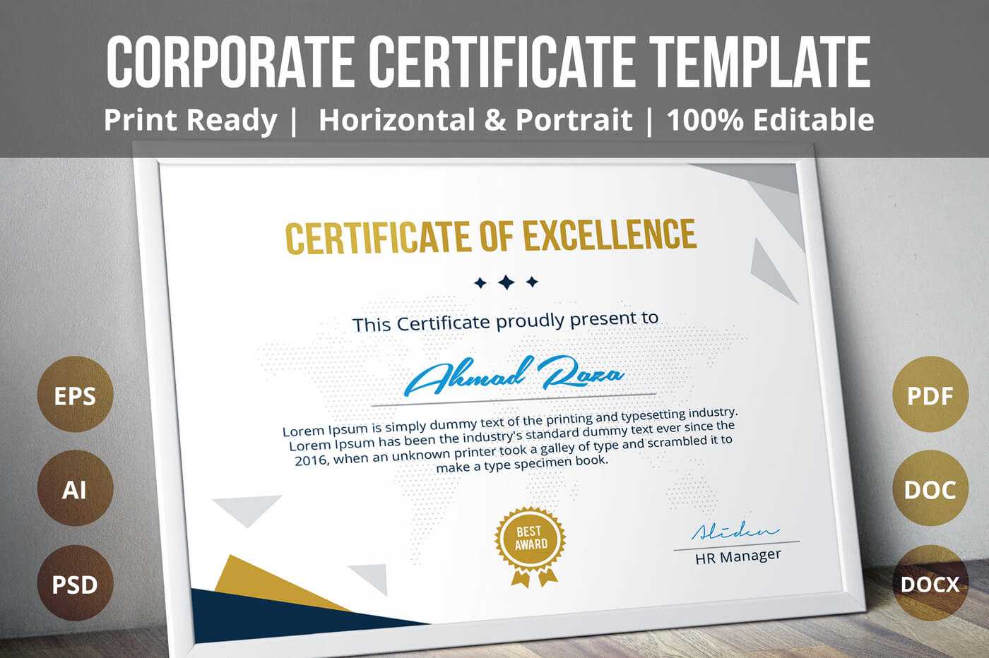 Psd Certificate Template On Behance Regarding Landscape Certificate Templates