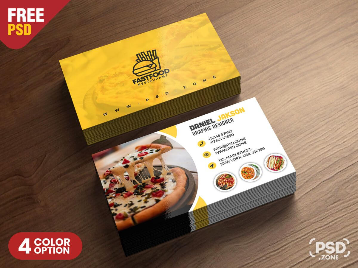Psd Fast Food Restaurant Business Card Design | Freebie Within Restaurant Business Cards Templates Free