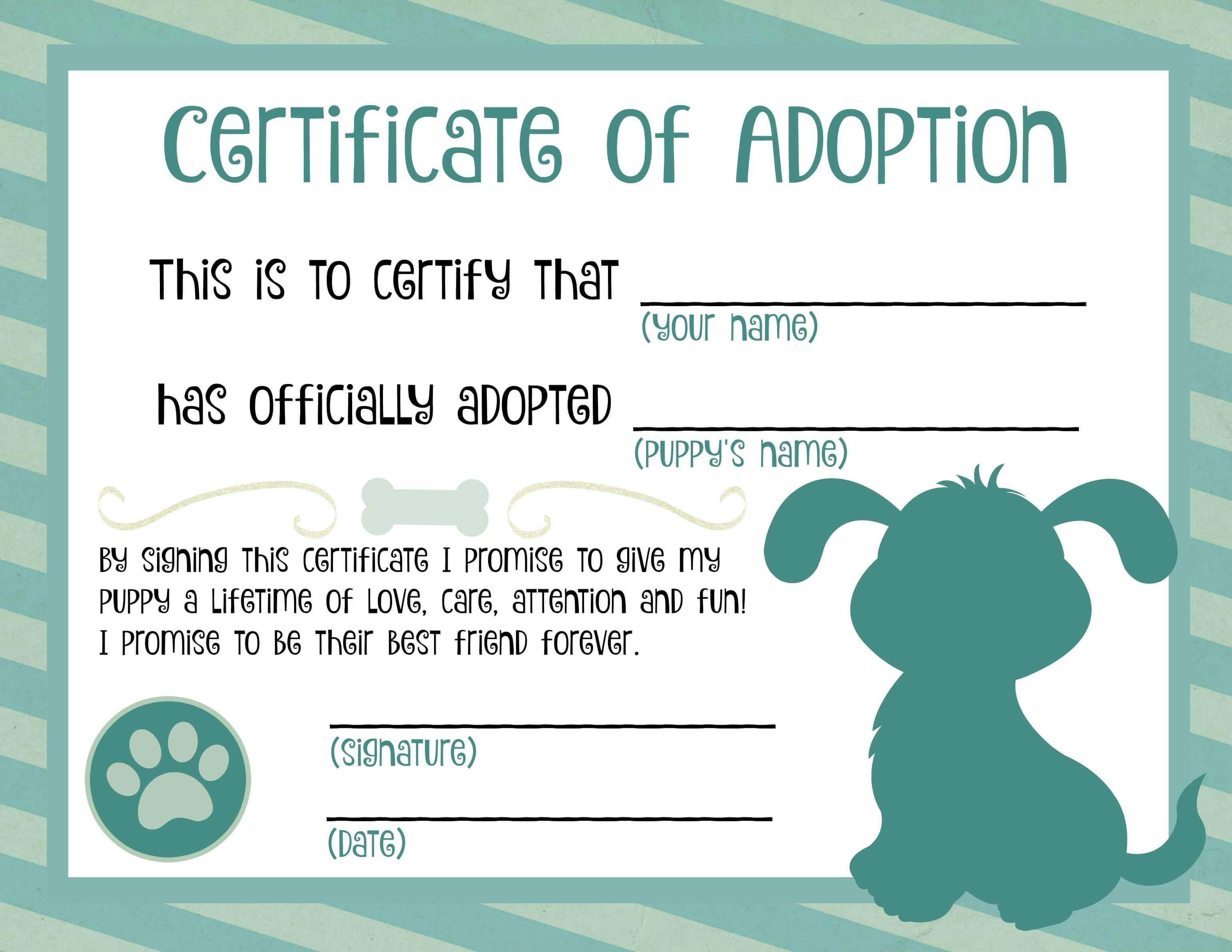 Puppy Adoption Certificate | Dog Birthday In 2019 | Adoption Intended For Toy Adoption Certificate Template