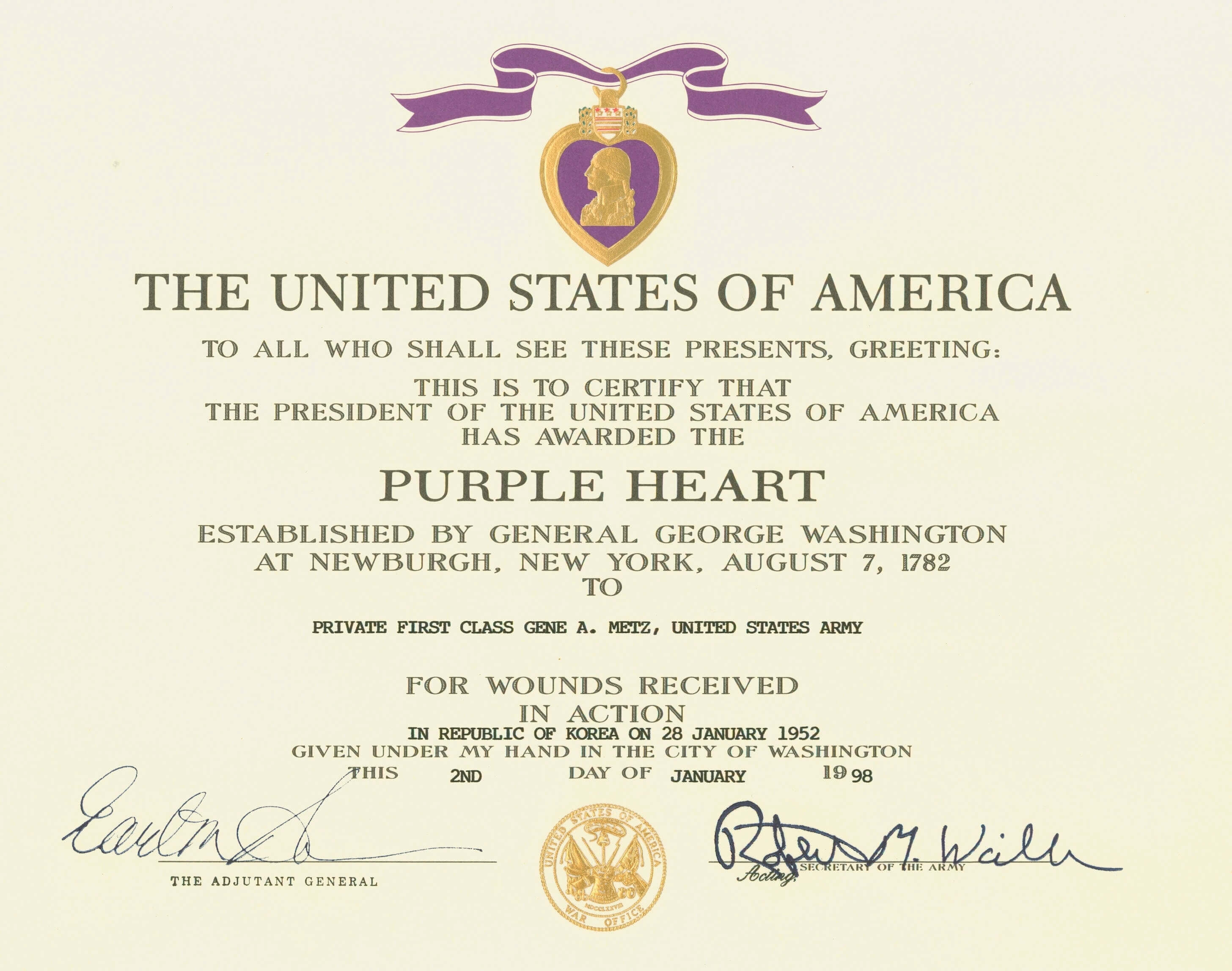 Purple Heart | Military Wiki | Fandom Poweredwikia In Army Good Conduct Medal Certificate Template