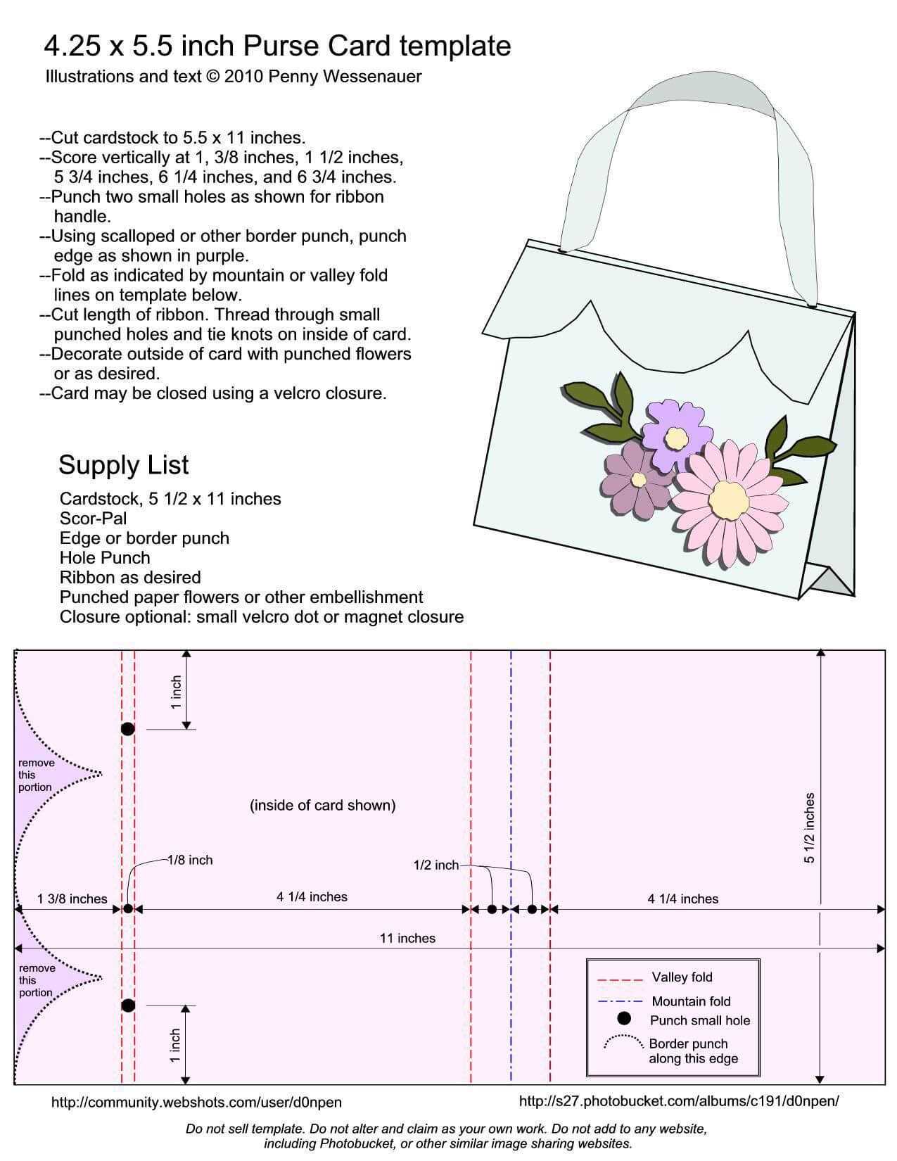 Purse Card Template – Size A2 ( 4.25 X 5.5) | Templates In A2 Card Template