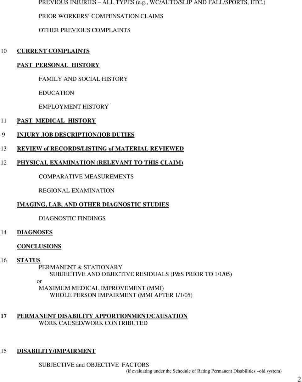 Qme Report Sample Template Medical Legal Workers With Regard To Medical Legal Report Template