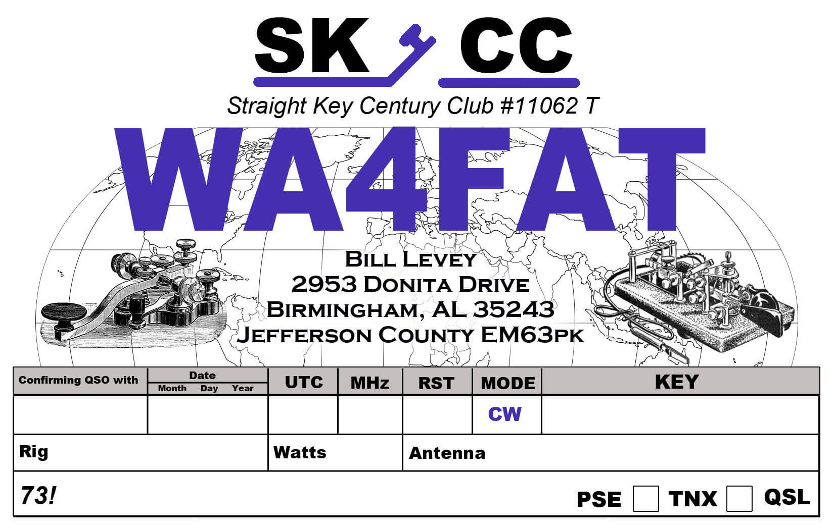 Qsl Cards | Wa4Fat For Qsl Card Template