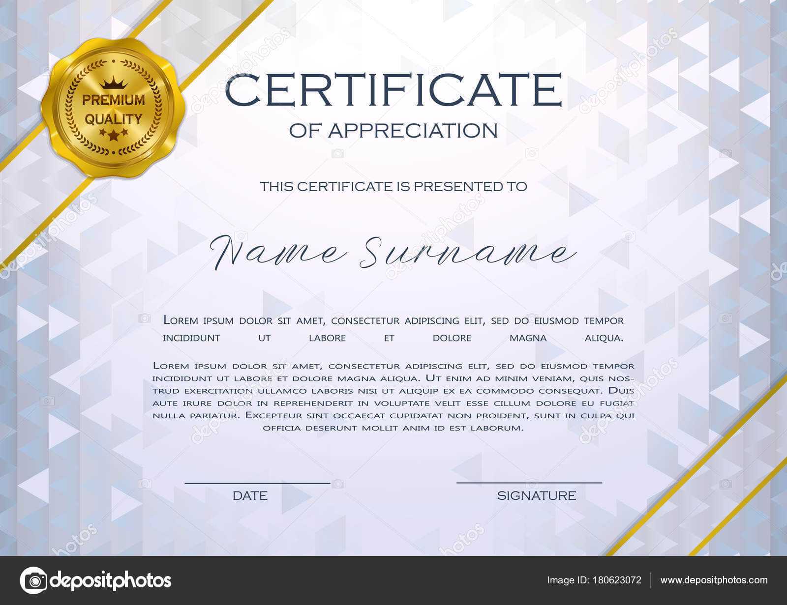 Qualification Certificate Appreciation Design Elegant Luxury Within Qualification Certificate Template