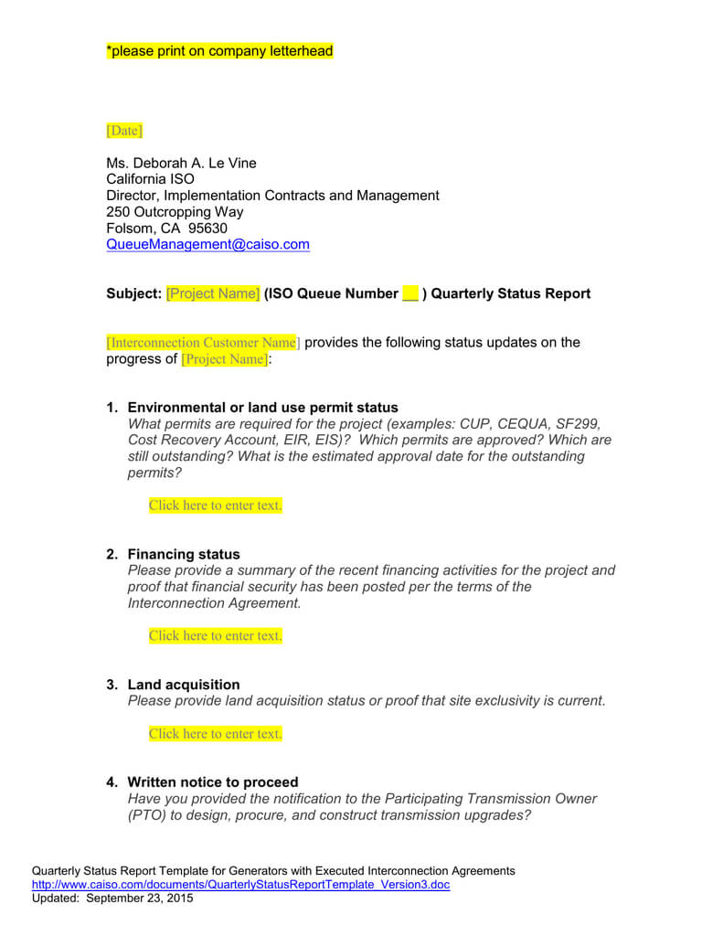 Queue Management Quarterly Status Report Template Inside Implementation Report Template